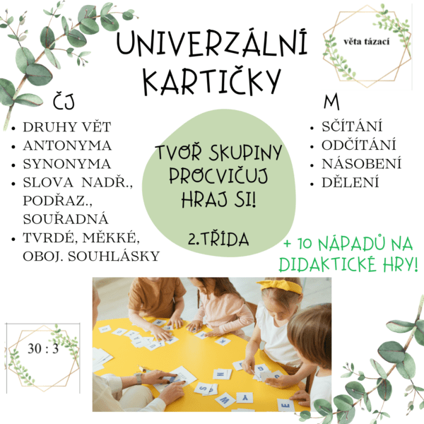 Dělení do skupin – kartičky 2.ročník