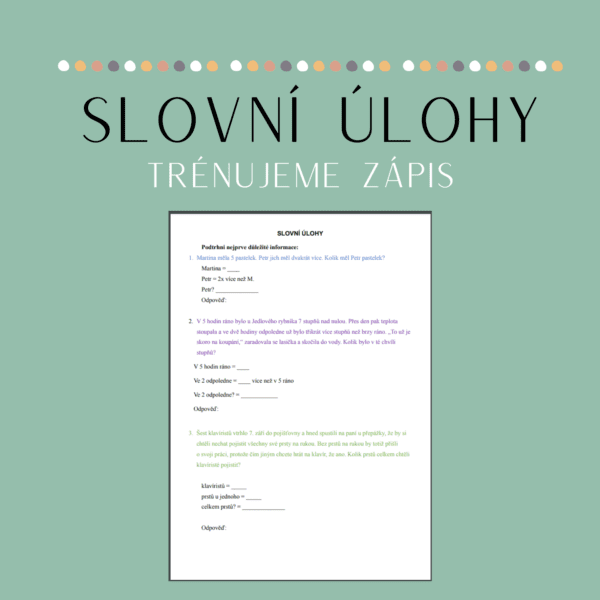 Slovní úlohy – jak na zápis